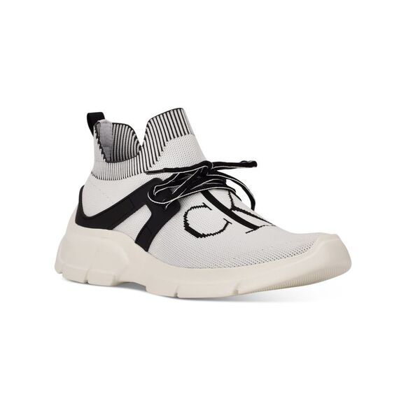 CALVIN KLEIN Other - CALVIN KLEIN Mens White Contrast Monogram Heel Wedge Sneakers Shoes 12